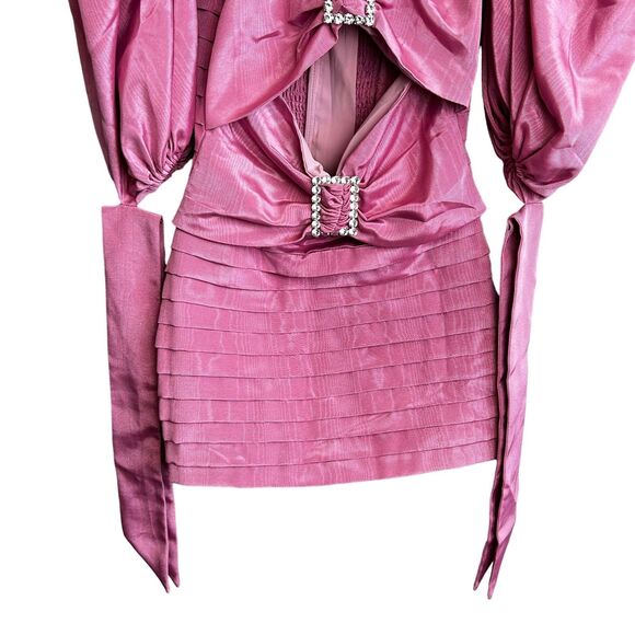 For Love & Lemons Dress Size XS Mauve Pink mini party rhinestone BARBIECORE - Picture 6 of 8